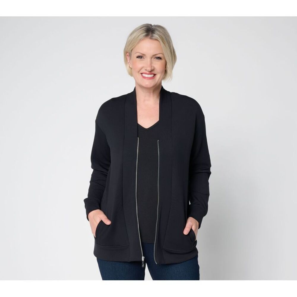 Belle by Kim Gravel Women's Jacket Sz S ScubaLuxe Zip Black